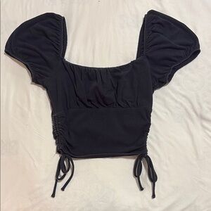 Black Puff Sleeve Women's Top